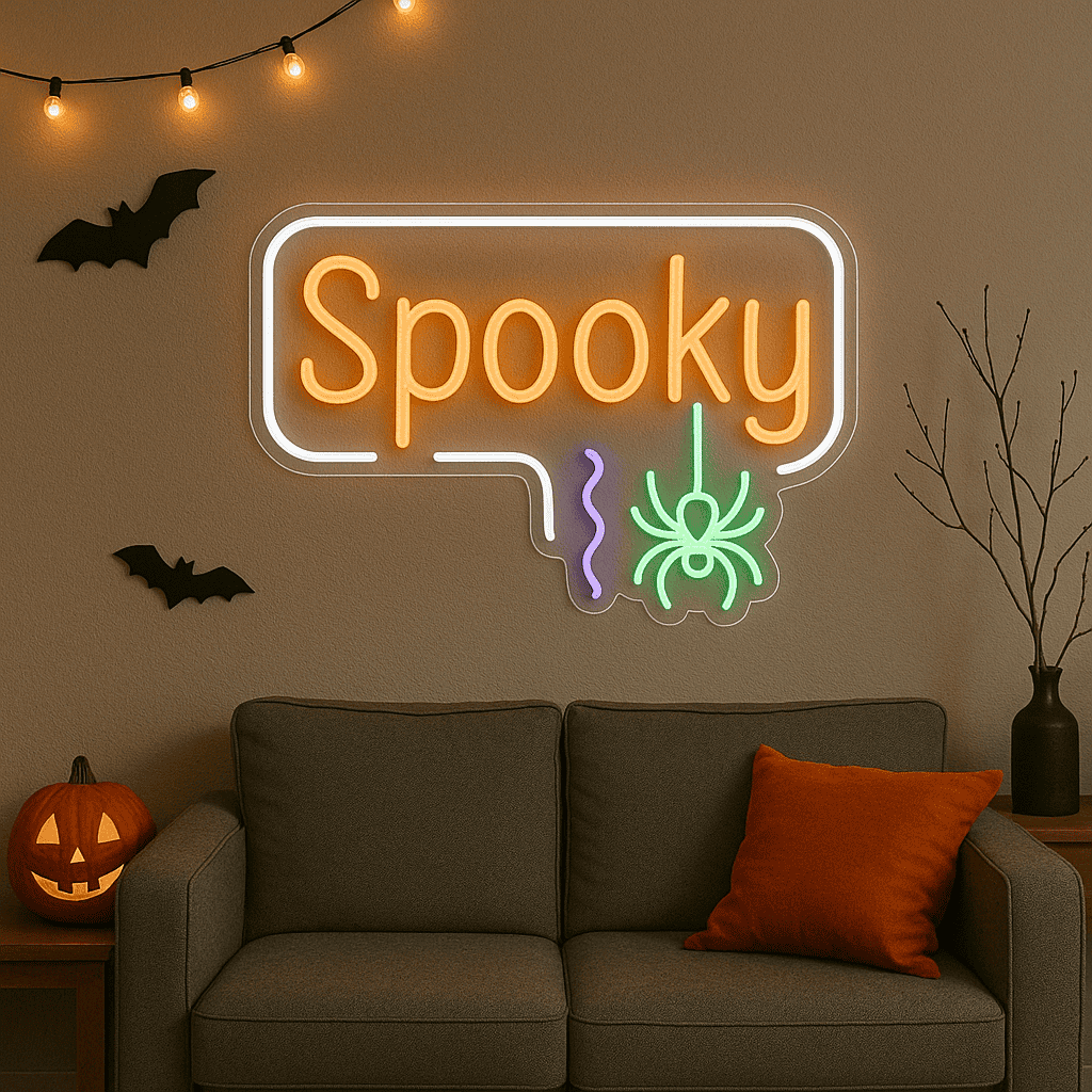Spooky Spider Halloween Neon Sign