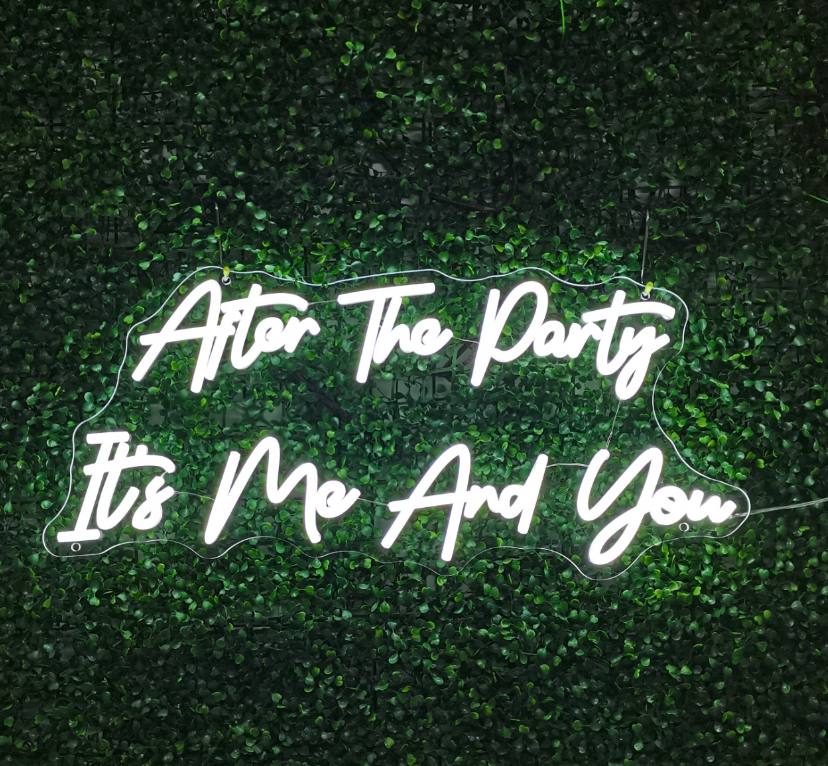 after the party it's me and you neon sign