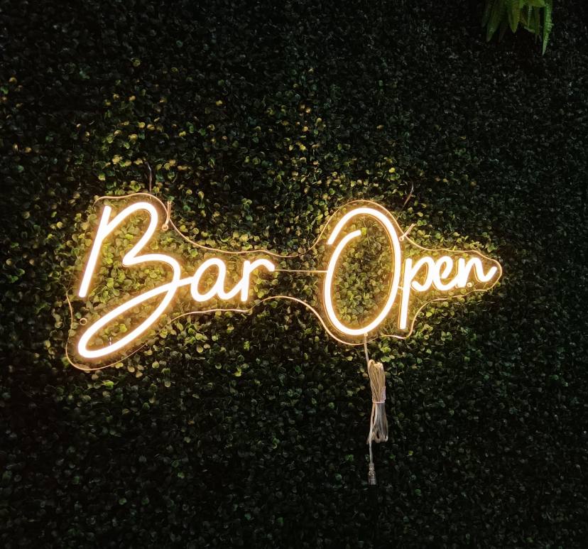 bar open neon sign