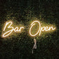 bar open neon sign