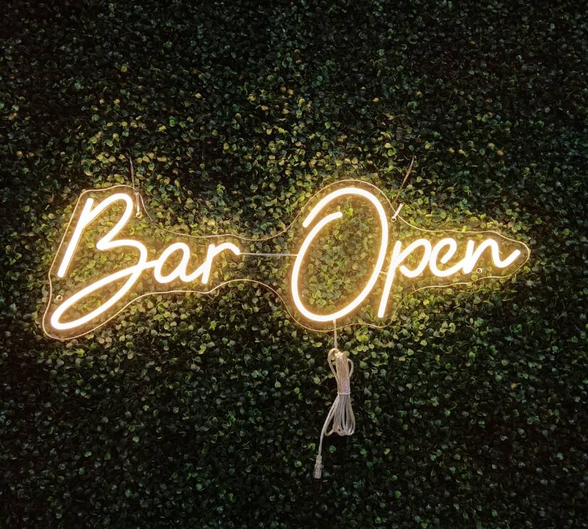 bar open neon sign