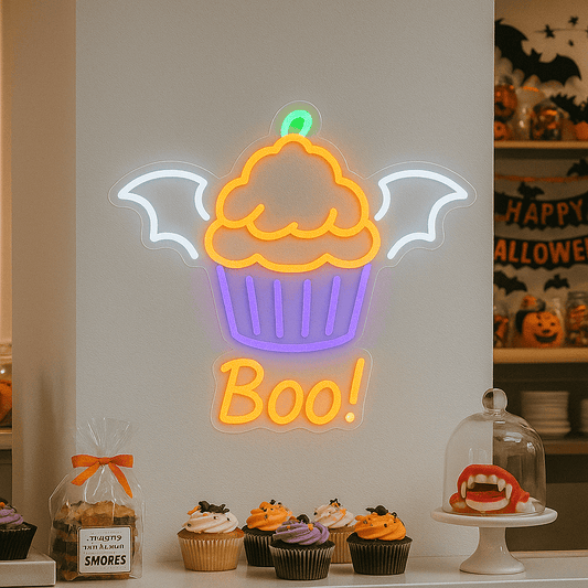 Boo Muffin Halloween Neon Sign