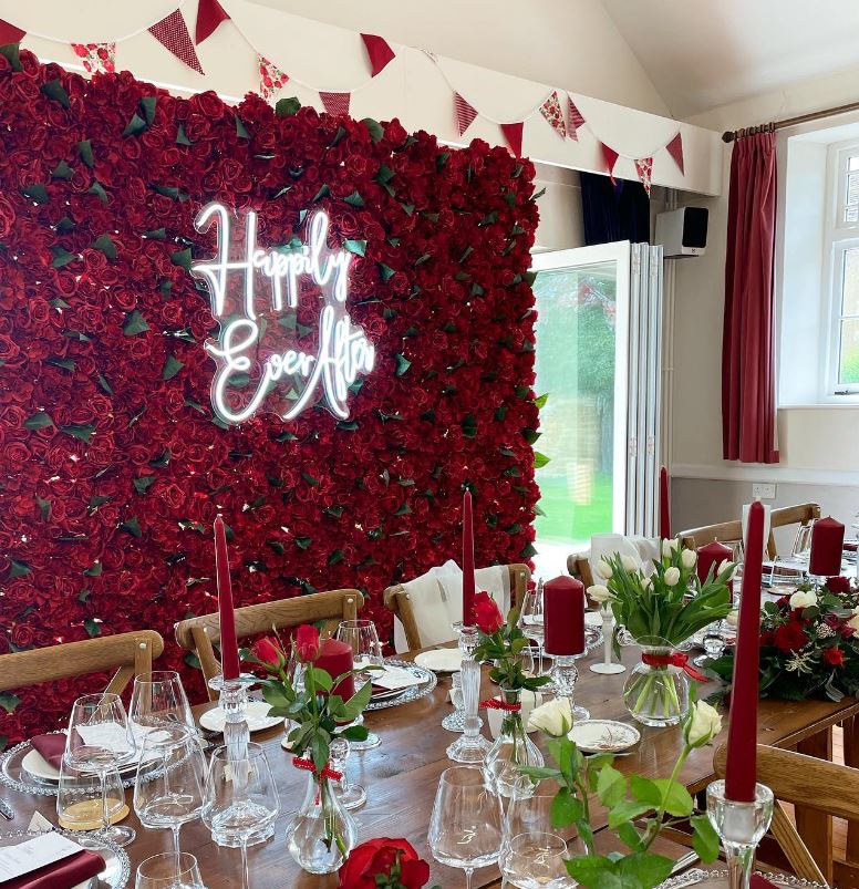 Flower Wall and LED Neon SIgn