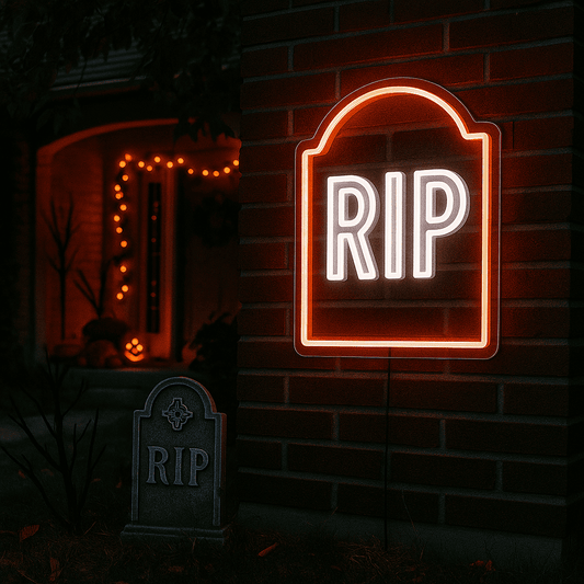 RIP Tombstone Halloween Neon Sign