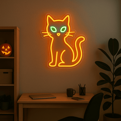 Spooky Cat Halloween Neon Sign