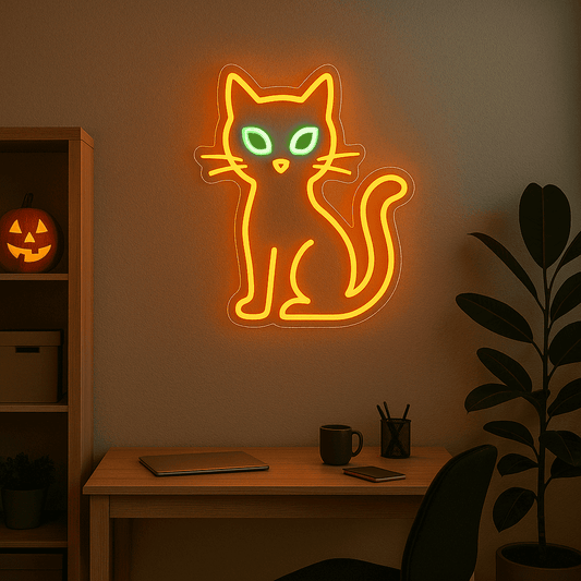 Spooky Cat Halloween Neon Sign