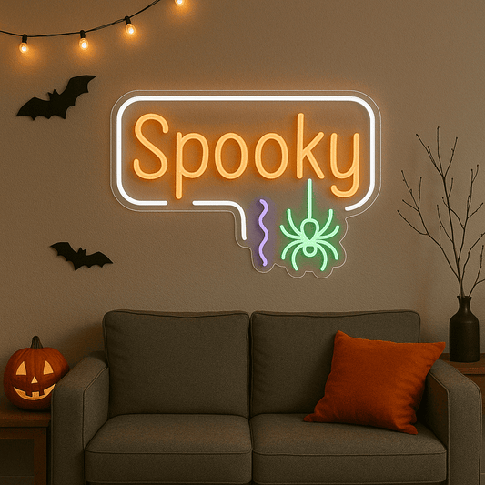Spooky Spider Halloween Neon Sign