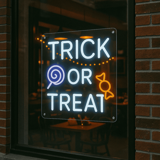 Trick or treat Halloween neon sign