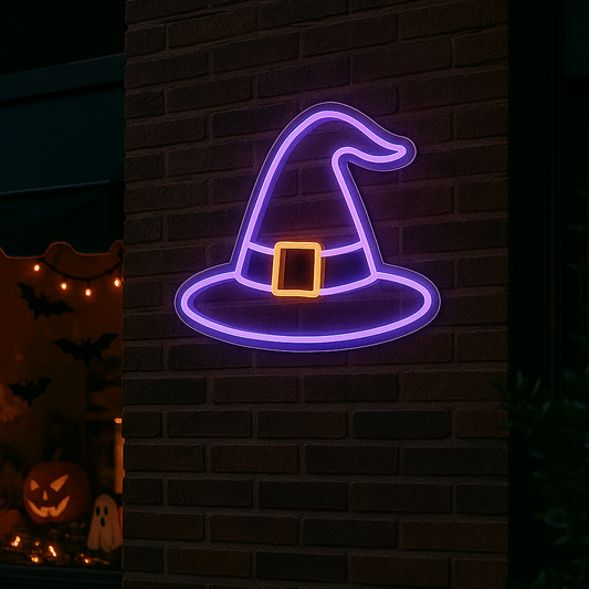 Witches Hat Halloween Neon Sign