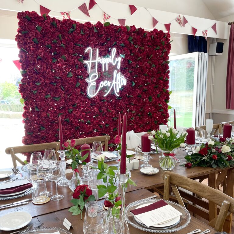 Flower Wall and Neon Sign