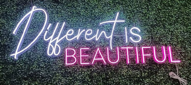 different is beautiful neon sign