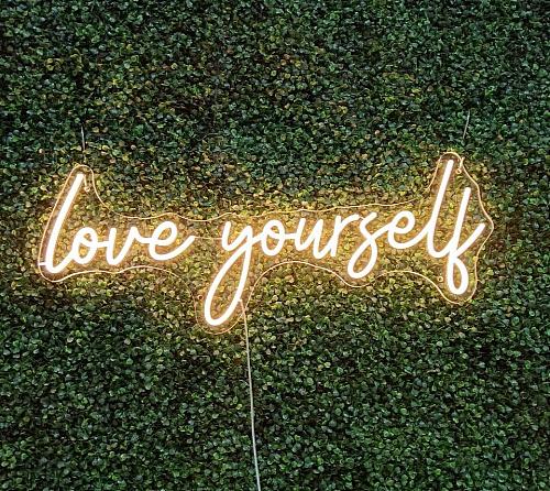 Love Yourself LED Neon Sign in Warm White