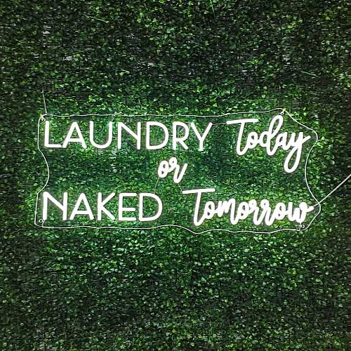 Laundry Today Naked Tomorrow LED Neon Sign