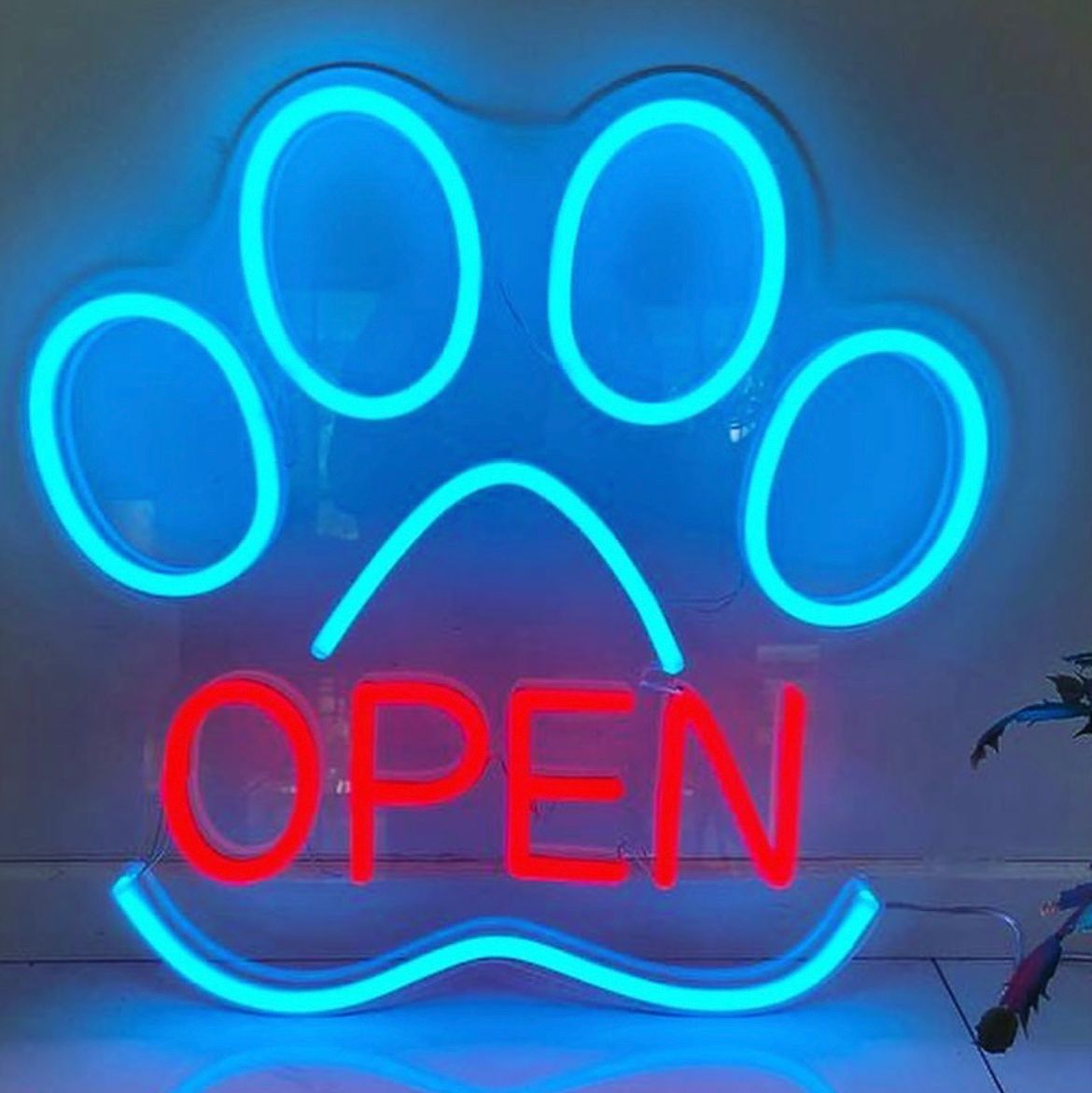 OPEN Paw LED Neon Sign