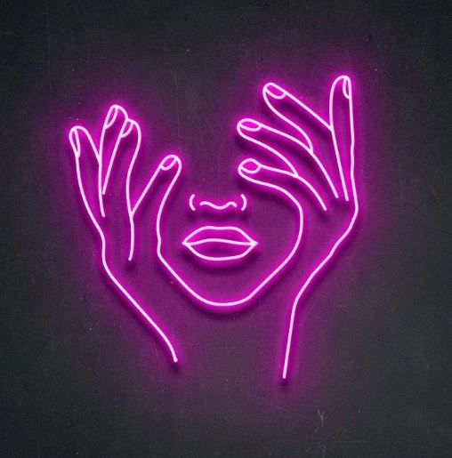 Hands and Face Silhouette LED Neon Sign