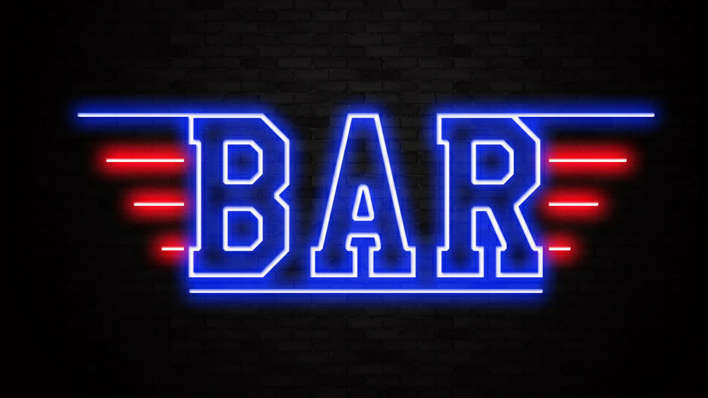 BAR wings LED Neon Sign