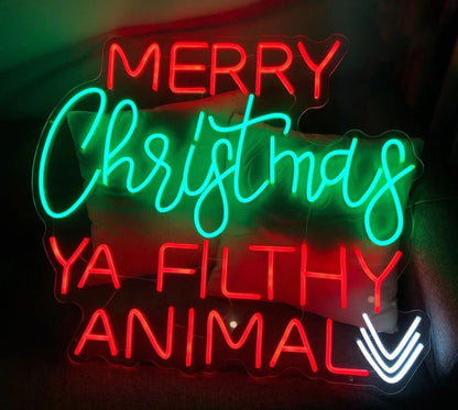 Merry Christmas Ya Filthy Animal Neon Sign