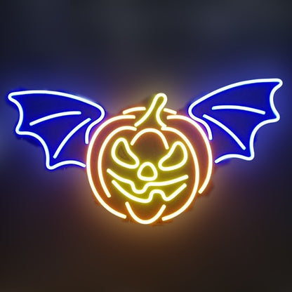 Bat Pumpkin Neon Sign