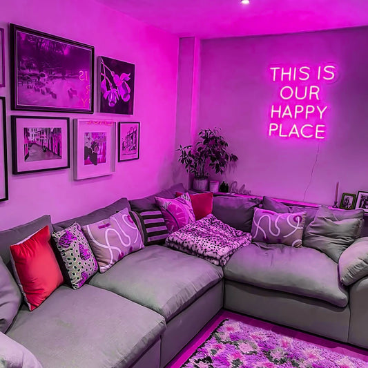 This is our happy place LED Neon Sign