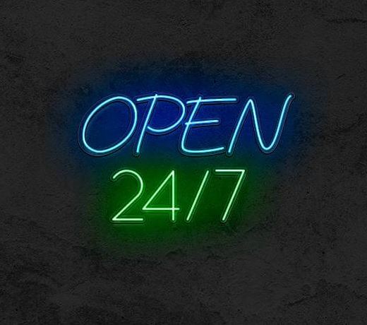 Open 24/7 LED Neon Sign