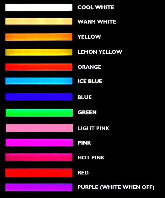 Colour of neon discount light